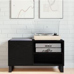 Berkfield Home Record Cabinet Black Oak 84.5x38x48 cm Made from Engineered Wood - thumbnail 4