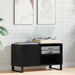 Berkfield Home Record Cabinet Black Oak 84.5x38x48 cm Made from Engineered Wood