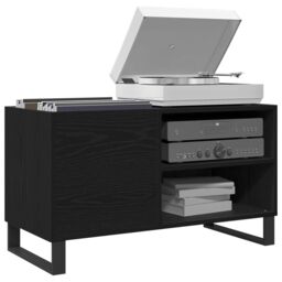Berkfield Home Record Cabinet Black Oak 84.5x38x48 cm Made from Engineered Wood - thumbnail 3