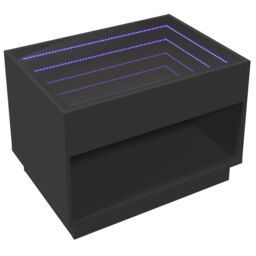 Berkfield Home Coffee Table with Infinity LED Black 70x50x50 cm - Size: 70 x 50 x 50 cm - thumbnail 5