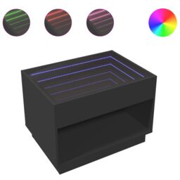 Berkfield Home Coffee Table with Infinity LED Black 70x50x50 cm - Size: 70 x 50 x 50 cm - thumbnail 2