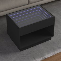 Berkfield Home Coffee Table with Infinity LED Black 70x50x50 cm - Size: 70 x 50 x 50 cm - thumbnail 1