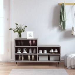 Berkfield Home Shoe Cabinet Grey Sonoma 102x36x60 cm Engineered Wood - Size: 102 x 36 x 60 cm - thumbnail 2