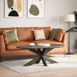 Berkfield Home Coffee Table Leg Spider Shape Natural Steel 98x58x(42-43) cm Steel in Black - thumbnail 2