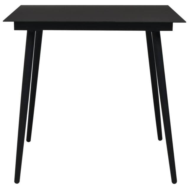 Berkfield Home Garden Dining Table Black 80x80x74 cm Steel & Glass - Size: 80 x 80 x 74 cm - image 1