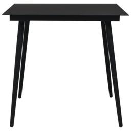 Berkfield Home Garden Dining Table Black 80x80x74 cm Steel & Glass - Size: 80 x 80 x 74 cm - thumbnail 1