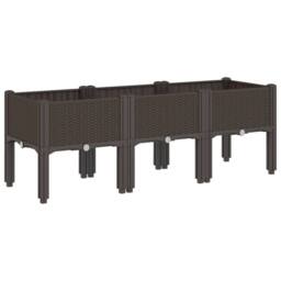 Berkfield Home Garden Planter with Legs Brown 120x40x42 cm PP - Size: 120 x 40 x 42 cm - thumbnail 2
