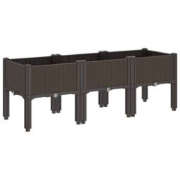 Berkfield Home Garden Planter with Legs Brown 120x40x42 cm PP - Size: 120 x 40 x 42 cm - thumbnail 5