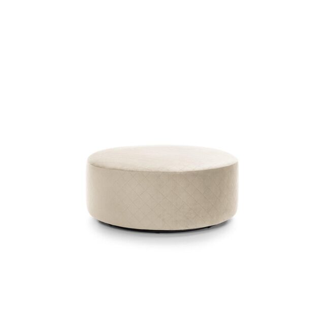 Abakus Direct Chicago Spill-Proof Velvet Large Quilted Swivel Footstool in Cream - image 1