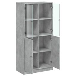 Berkfield Home Highboard with Doors Concrete Grey 68x37x142 cm Engineered Wood - Size: 68 x 37 x 142 cm - thumbnail 6