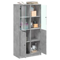 Berkfield Home Highboard with Doors Concrete Grey 68x37x142 cm Engineered Wood - Size: 68 x 37 x 142 cm - thumbnail 4