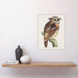 "Artery8 Eagle Owl Perched on a Branch Vintage Wall Art Print van Hoytema in Brown - Size: W24"" x H32""" - thumbnail 4