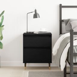 Berkfield Home Bedside Cabinet Black Oak 40x35x50 cm Engineered Wood - Size: 40 x 35 x 50 cm - thumbnail 4