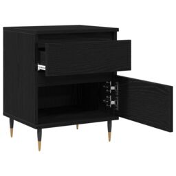 Berkfield Home Bedside Cabinet Black Oak 40x35x50 cm Engineered Wood - Size: 40 x 35 x 50 cm - thumbnail 5