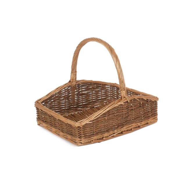 Red Hamper Wicker Rectangular Country Unpeeled Garden Trug in Brown - Size: Small - image 1