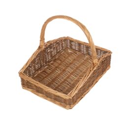 Red Hamper Wicker Rectangular Country Unpeeled Garden Trug in Brown - Size: Small - thumbnail 2