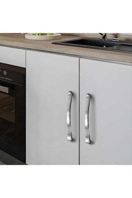 Living and Home 2Pcs Silver Curved Bow Cabinet Handles Aluminum Drawer Pulls, 128mm(5.04 Inch) Hole Center - image 1
