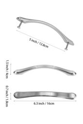 Living and Home 2Pcs Silver Curved Bow Cabinet Handles Aluminum Drawer Pulls, 128mm(5.04 Inch) Hole Center - thumbnail 3