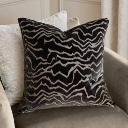 Paoletti Tierra Cut Velvet Abstract Cushion in Jet Black - Size: 50 cm x 50 cm - thumbnail 1