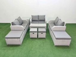 Fimous PE Wicker Rattan Furniture Sets with Coffee Table Love Sofa in Light Grey - thumbnail 2