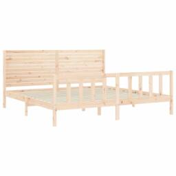 Berkfield Home Beautiful Bed Frame with Headboard Super King Size Solid Wood in Natural - thumbnail 5