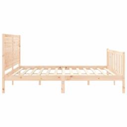 Berkfield Home Beautiful Bed Frame with Headboard Super King Size Solid Wood in Natural - thumbnail 7