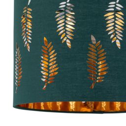 First Choice Lighting Chrome Tripod Table Lamp with Dark Green Fern Cut Out Shade in Silver - thumbnail 2