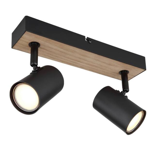 Netlighting Robby Twin Ceiling Spotlight Matt Black 2x GU10 - image 1