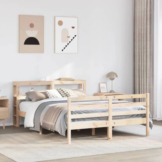 Berkfield Home Bed Frame without Mattress 140x190 cm Solid Wood Pine in Brown - image 1
