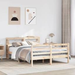 Berkfield Home Bed Frame without Mattress 140x190 cm Solid Wood Pine in Brown - thumbnail 1