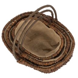 Red Hamper Wicker Set of 3 Oval Unpeeled Willow Garden Trug in Brown - thumbnail 2