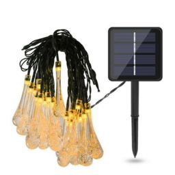 Obasyhig 7M Solar Powered 50 LED Water Droplets Balls Decorative Lights in Yellow - thumbnail 4