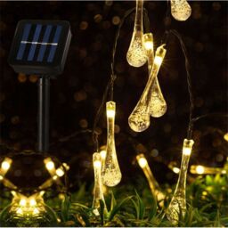 Obasyhig 7M Solar Powered 50 LED Water Droplets Balls Decorative Lights in Yellow - thumbnail 2
