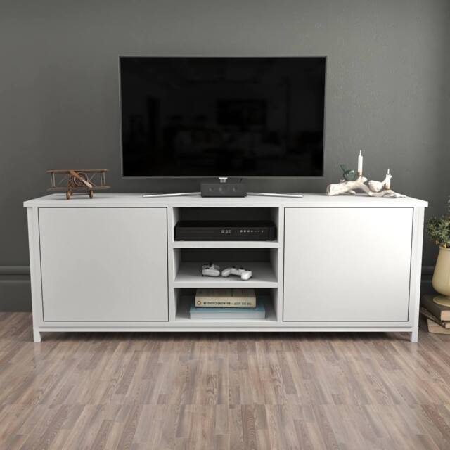 Decorotika Otis TV Stand, TV Unit for TV's up to 63 inch in White - image 1