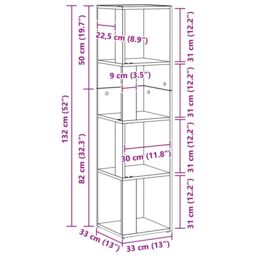 Berkfield Home Bookshelf Black Oak 33x33x132 cm Engineered Wood - Size: 33 x 33 x 132 cm - thumbnail 8