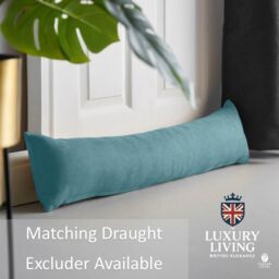 Luxury Living Velvet Chenille Thermal Fleece Lined Single Eyelet Door Curtain in Teal - Size: 137 cm width x 213 cm drop - thumbnail 6
