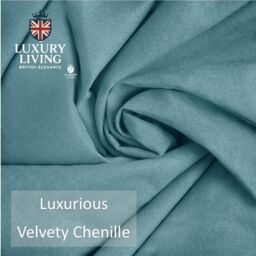 Luxury Living Velvet Chenille Thermal Fleece Lined Single Eyelet Door Curtain in Teal - Size: 137 cm width x 213 cm drop - thumbnail 5