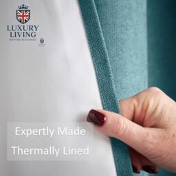 Luxury Living Velvet Chenille Thermal Fleece Lined Single Eyelet Door Curtain in Teal - Size: 137 cm width x 213 cm drop - thumbnail 3