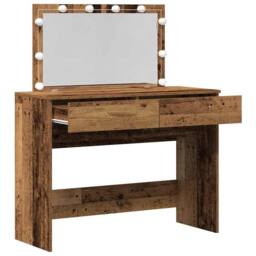 Berkfield Home Dressing Table with LED Old Wood 100x40x120 cm in Brown - Size: 100 x 40 x 120 cm - thumbnail 4