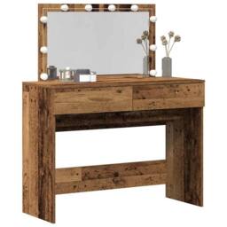 Berkfield Home Dressing Table with LED Old Wood 100x40x120 cm in Brown - Size: 100 x 40 x 120 cm - thumbnail 3