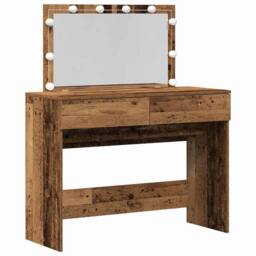 Berkfield Home Dressing Table with LED Old Wood 100x40x120 cm in Brown - Size: 100 x 40 x 120 cm