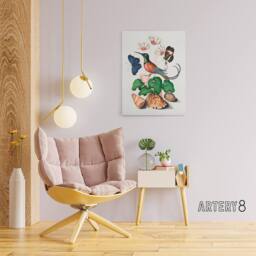 "Artery8 Hummingbird Cyclamen Butterflies Seashells Bolton Canvas Wall Art - Size: W18"" x H24""" - thumbnail 3