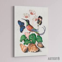 "Artery8 Hummingbird Cyclamen Butterflies Seashells Bolton Canvas Wall Art - Size: W18"" x H24""" - thumbnail 2