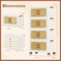 Gymax 4-Pack Stackable Storage Boxes 208L Collapsible Plastic Storage Bins in White - thumbnail 2