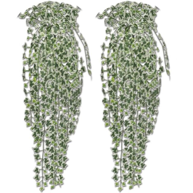 Berkfield Home 2 pcs Artificial Ivy Bush 90 cm Variegated in Green - image 1