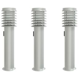 Berkfield Home Outdoor Floor Lamps with Outlet 3pcs Silver 60 cm Stainless Steel - thumbnail 2