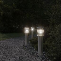 Berkfield Home Outdoor Floor Lamps with Outlet 3pcs Silver 60 cm Stainless Steel - thumbnail 3