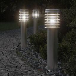 Berkfield Home Outdoor Floor Lamps with Outlet 3pcs Silver 60 cm Stainless Steel