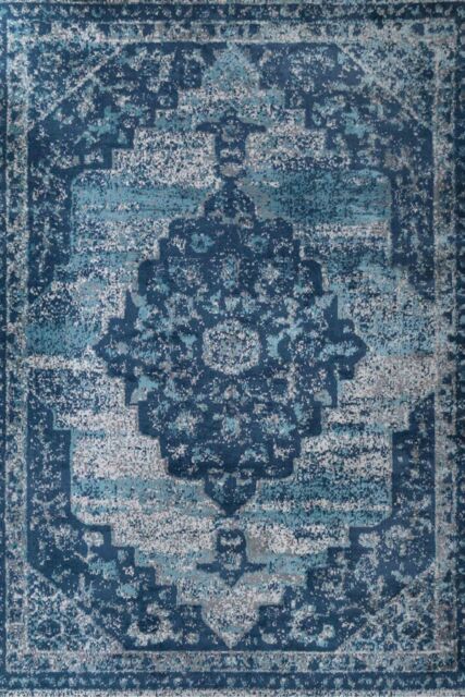 Kukoon Navy Blue Traditional Medallion Bordered Living Area Rug - Size: 200 cm x 290 cm - image 1