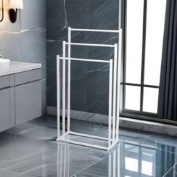 EONLION 3 Tier Free Standing Towel Rail Stand Unit Rack- White